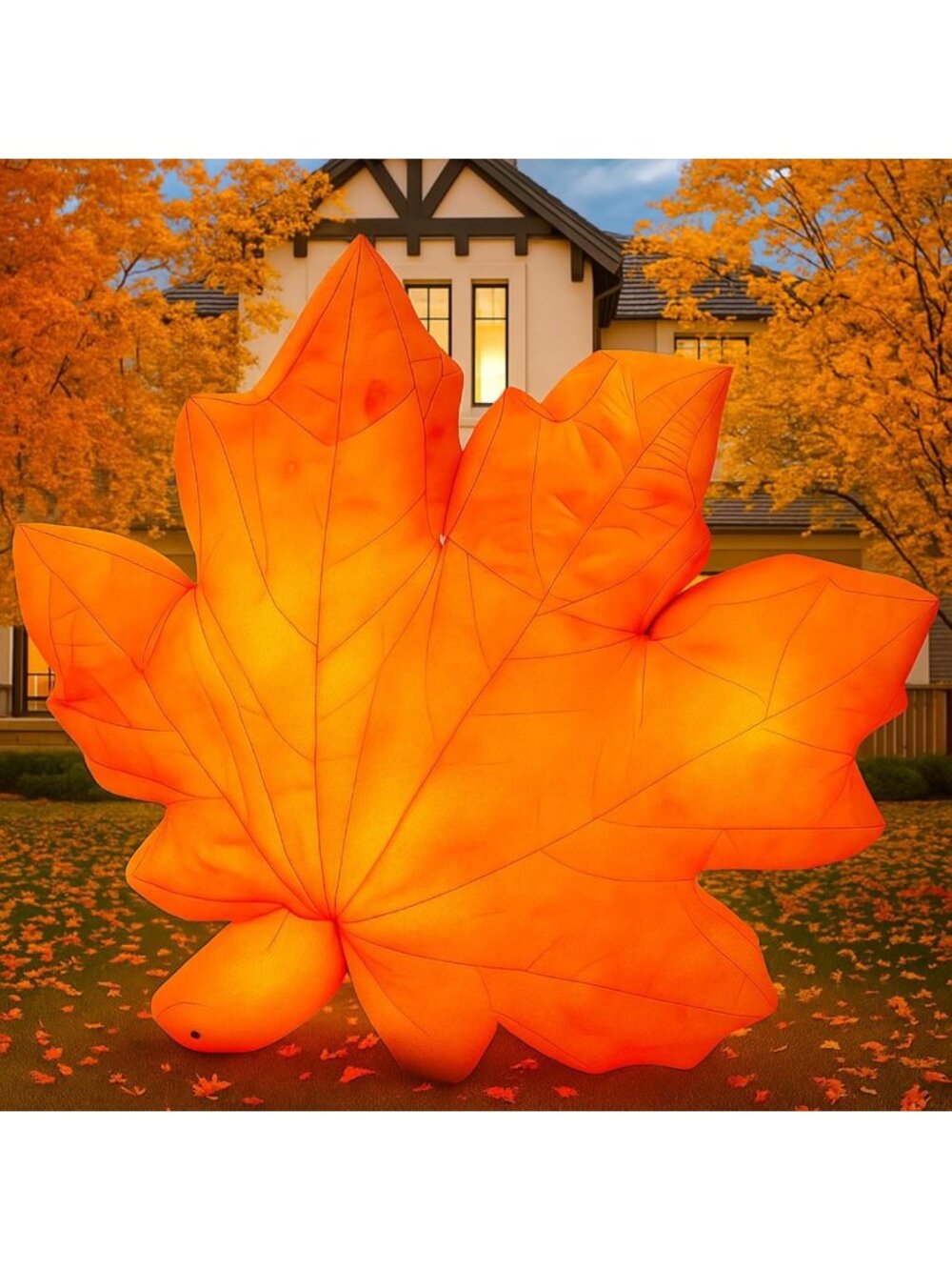 7ft LED Maple Leaf Inflatable - Fall Yard Decoration for Thanksgiving & Autumn